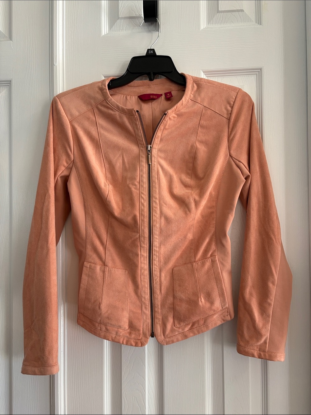 G.I.L.I. peach faux suede jacket zip-up front with pockets Women’s Size 10 NWOT